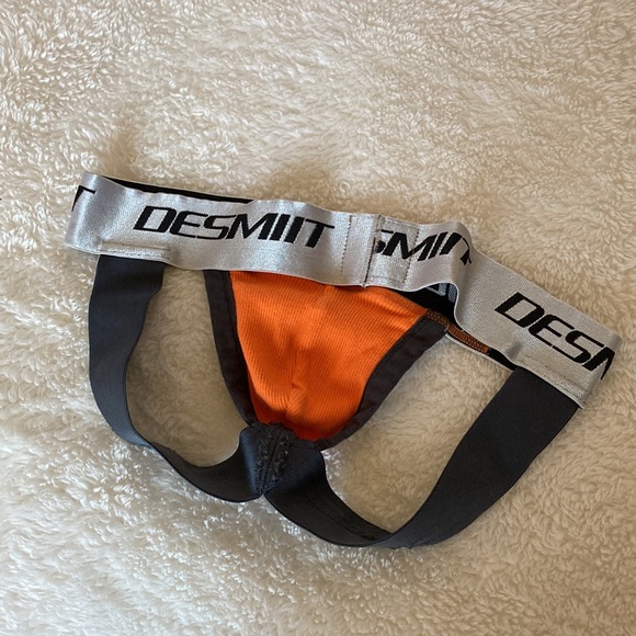 Desmitt brand SMALL jockstrap, orange, silver and grey. - Picture 2 of 5
